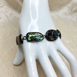 vintage .925 sterling silver abalone links bracelet